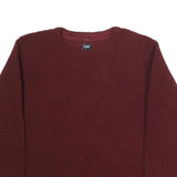 LEE Womens Maroon Plain Crew Neck Polyester Jumper L Casual Basic Knit