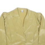 PARIS Womens Yellow Blouse Long Sleeve Collared Plain L Elegant Button Detail