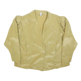 PARIS Womens Yellow Blouse Long Sleeve Collared Plain L Elegant Button Detail