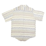 IMPACT Mens Beige & Grey Abstract Pattern Rayon Shirt L Casual Summer Button