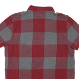 TOMMY HILFIGER Mens Red & Grey Check Short Sleeve Polo Shirt M Cotton Blend