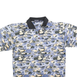 WINNER MATE Mens Blue & Cream Floral Short Sleeve Polo Shirt M Cotton Blend