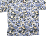 WINNER MATE Mens Blue & Cream Floral Short Sleeve Polo Shirt M Cotton Blend