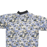 WINNER MATE Mens Blue & Cream Floral Short Sleeve Polo Shirt M Cotton Blend