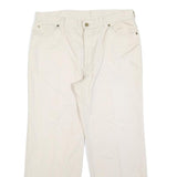 EL PASO Womens Cotton Blend Cream Relaxed Straight Trousers W33 L27 Comfortable