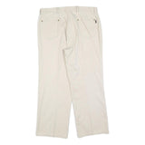 EL PASO Womens Cotton Blend Cream Relaxed Straight Trousers W33 L27 Comfortable