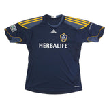 ADIDAS Mens Blue & Yellow LA Galaxy Football Shirt L Short Sleeve Crew Neck