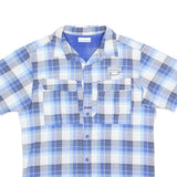COLUMBIA Mens Blue & White Check Short Sleeve Shirt S Outdoor Casual Summer