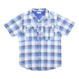 COLUMBIA Mens Blue & White Check Short Sleeve Shirt S Outdoor Casual Summer
