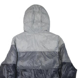 CHAMPION Mens Grey & Navy Puffer Jacket M Polyester Blend Zip Hooded Casual