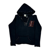 Harley Davidson Studded Hoodie - Large Black Cotton Blend