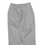 Womens Regular Check Grey Trousers W25 L25 Zip Closure Comfortable Fashion