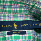 Slim Fit Ralph Lauren Checked Shirt - Small Green Cotton