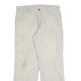 CARHARTT Mens Relaxed Beige Cotton Blend Cargo Trousers W36 L34 Workwear
