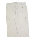 CARHARTT Mens Relaxed Beige Cotton Blend Cargo Trousers W36 L34 Workwear