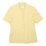 MAX MARA Womens Yellow Silk Blend Short Sleeve Button Jacket S Plain Elegant