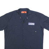 DICKIES Mens Navy Blue Workwear Short Sleeve Shirt XL Button Up Cotton Blend