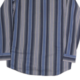 LACOSTE Mens Blue & Grey Stripe Cotton Blend Button-Down Shirt M Classic
