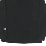 CHAMPION Mens Black Long Sleeve Crew Neck Cotton Blend L Logo T-Shirt
