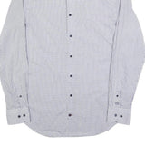 TOMMY HILFIGER Mens Blue & White Checked Shirt M Cotton Blend Classic Fit Smart