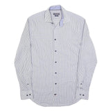 TOMMY HILFIGER Mens Blue & White Checked Shirt M Cotton Blend Classic Fit Smart