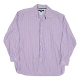 TOMMY HILFIGER Mens Purple & White Stripe Shirt L Button Long Sleeve Casual