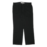 CX FASHION Mens Black Regular Fit Straight Leg Trousers W35 L31 Cotton Blend Zip