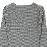 ZARA Womens Black & White Check Printed Blouse Long Sleeve V-Neck L Peplum