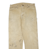 DICKIES Womens Regular Fit Straight Leg Denim Beige W36 L33 Workwear Zip Jeans