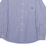 CHAPS Mens Blue & Cream Striped Shirt XL Button Down Cotton Blend Classic