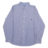 CHAPS Mens Blue & Cream Striped Shirt XL Button Down Cotton Blend Classic