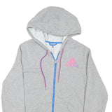 ADIDAS Womens Grey Pink Purple Full Zip Hoodie L Cotton Blend Casual Activewear