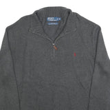 POLO RALPH LAUREN Mens Grey Cotton Blend Patterned Jumper Funnel Neck XL Casual