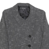 KASPER Womens Black White Button Jacket S Polyester Blend Tweed Chic Elegant