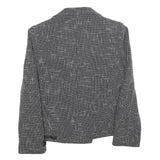 KASPER Womens Black White Button Jacket S Polyester Blend Tweed Chic Elegant