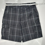 Wrangler Checked Cargo Shorts - 36W 10L Gray Cotton