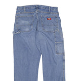 DICKIES Mens Regular Blue Denim Straight Jeans W34 L31 Durable Workwear Zip