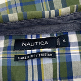Nautica Checked Shirt - XL Blue Cotton