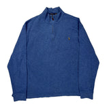 Vintage Polo By Ralph Lauren 1/4 Zip - XL Blue Cotton Blend