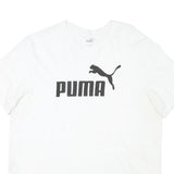 PUMA Mens White Black Logo T-Shirt L Short Sleeve Crew Neck Cotton Blend Casual
