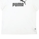 PUMA Mens White Black Logo T-Shirt L Short Sleeve Crew Neck Cotton Blend Casual