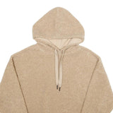 Womens Beige Fleece Hoodie L Comfortable Warm Oversized Pullover