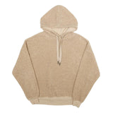 Womens Beige Fleece Hoodie L Comfortable Warm Oversized Pullover