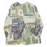 SERGIO DI LAURENTI Womens Green & Beige Printed Long Sleeve Button Neck Top L