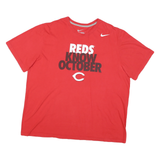 NIKE Mens Red Reds Know October Graphic T-Shirt 2XL Short Sleeve Crew Neck