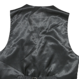 Mens Black Leather Button Jacket M Vest Plain Classic