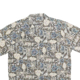 Mens Brown Beige Pattern Cotton Blend Shirt M Casual Summer Beachwear
