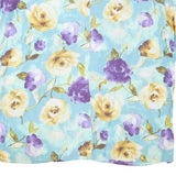 Womens Blue & Yellow Floral Rounded Neck Short Sleeve Top L L Polyester Blend
