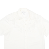 CATHY CHE Womens White & Cream Shirt XS Button Front Embroidered Lace