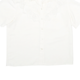 CATHY CHE Womens White & Cream Shirt XS Button Front Embroidered Lace
